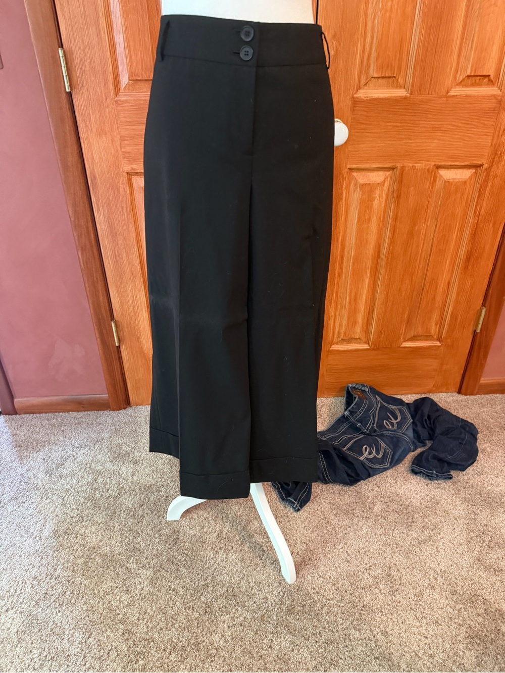 LOFT Black Wide Leg Crop Pants